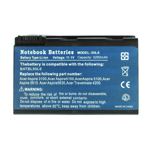 Батарея для ноутбука Acer 3100 (Aspire: 3100, 3103, 3104, 3690, 3692, 3693, 5100, 5101, 5102) 11.1V 5200mAh, Black