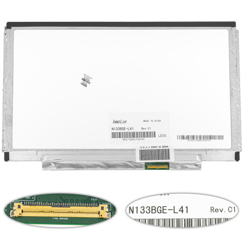 Матриця 13.3 N133BGE-L41 (1366*768, 40pin, LED, SLIM (горизонтальні планки), глянцева, роз'єм праворуч знизу) для ноутбука (renew)