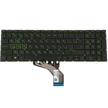 Клавиатура для ноутбука HP (15-cx, 15-ec) ukr, black, без фрейма, подсветка клавиш GREEN (ОРИГИНАЛ)