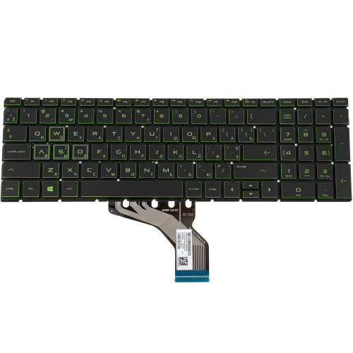 Клавиатура для ноутбука HP (15-cx, 15-ec) ukr, black, без фрейма, подсветка клавиш GREEN (ОРИГИНАЛ)