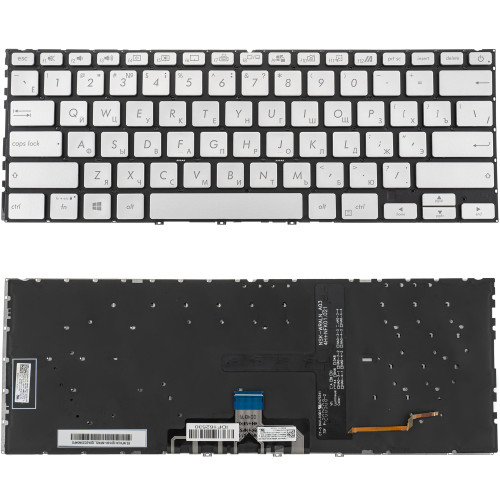 Клавиатура для ноутбука ASUS (UX434 series) rus, ice-silver, без фрейма, подсветка клавиш(ОРИГИНАЛ)