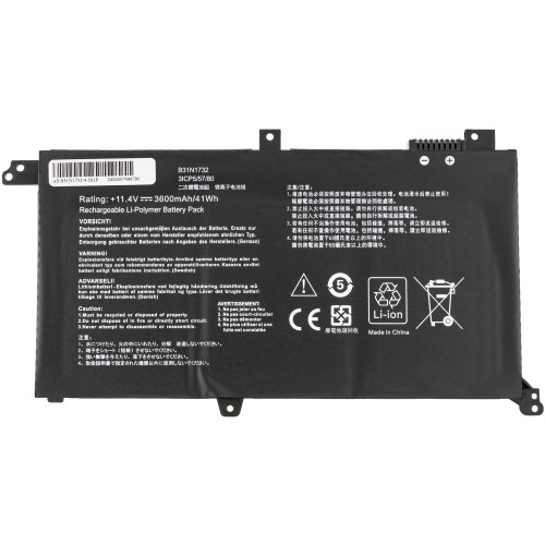 Батарея для ноутбука ASUS B31N1732 (S430UN, S430UA, S430UF, S430FN, S430FA) 11.4V 3600mAh 41Wh Black