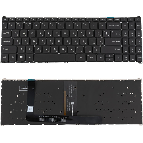 Клавіатура для ноутбука ACER (AS: A315-59) rus, black, без кадру, подсветка клавиш