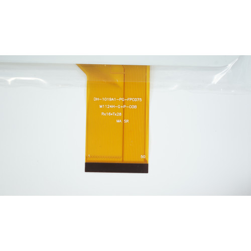 Тачскрін (сенсорне скло) DH-1019A1-PG-FPC075, 10,1, зовнішній розмір 256*159 мм, робочий розмір 223*126 мм, 50 pin, білий