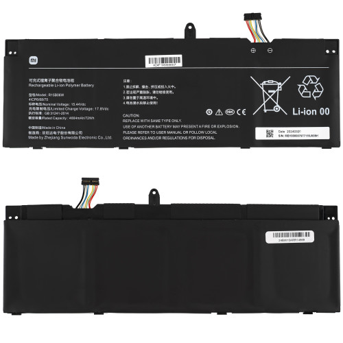 Оригінальна батарея для ноутбука Xiaomi R15B06W (RedmiBook Pro 15 2022, Redmi Book Pro 15 2023) 15.44V 4664mAh 72Wh Black