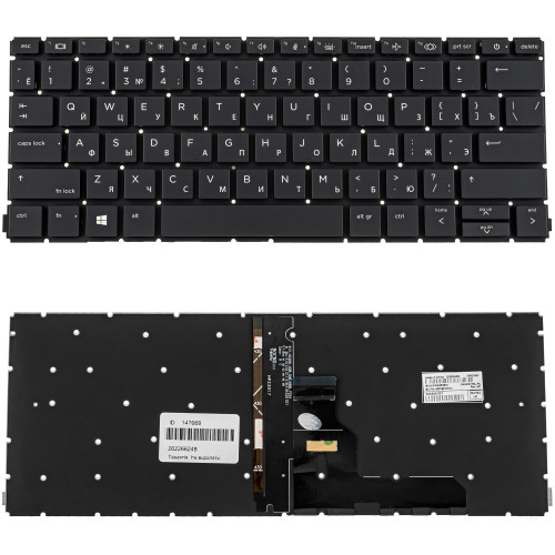 Клавіатура для ноутбука HP (EliteBook 630 G10) rus, black, без фрейма, підсвічування клавіш