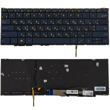 Клавіатура для ноутбука ASUS (UX390 series) ukr, blue, без фрейма, підсвічування клавіш