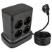 Сетевой удлинитель VINISEM 2м, 7 розеток, 2 порта USB A, 2 порта Type-C, беспроводная зарядка, 10А, black