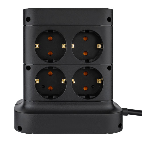 Сетевой удлинитель VINISEM 2м, 7 розеток, 2 порта USB A, 2 порта Type-C, беспроводная зарядка, 10А, black