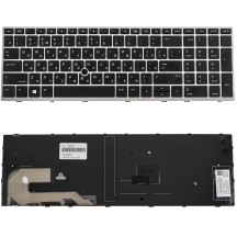 Клавіатура для ноутбука HP (EliteBook: 750 G5, 850 G5) rus, black, silver frame, с джойстиком