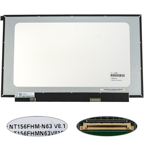 Матриця 15.6 NT156FHM-N63 (1920*1080, 30pin(eDP), LED, SLIM(без планок та вушок), матова, роз'єм праворуч знизу) для ноутбука