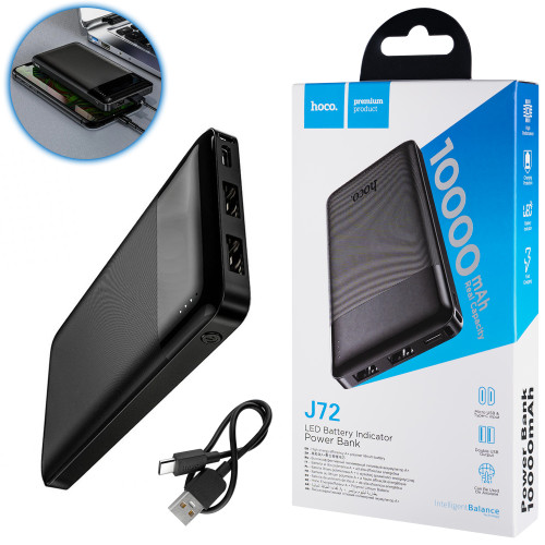 Універсальна мобільна батарея HOCO J72 Easy, 10000mAh, Black (6931474738370)