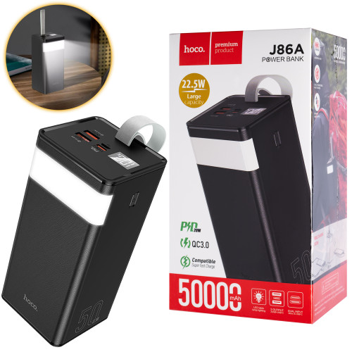 Універсальна мобільна батарея HOCO J86A Powermaster, 22.5W, 50000mAh, Black (6931474759238)