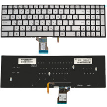 Клавіатура для ноутбука ASUS (G501, N501) rus, silver, без фрейма, підсвічування клавіш(оригінал)