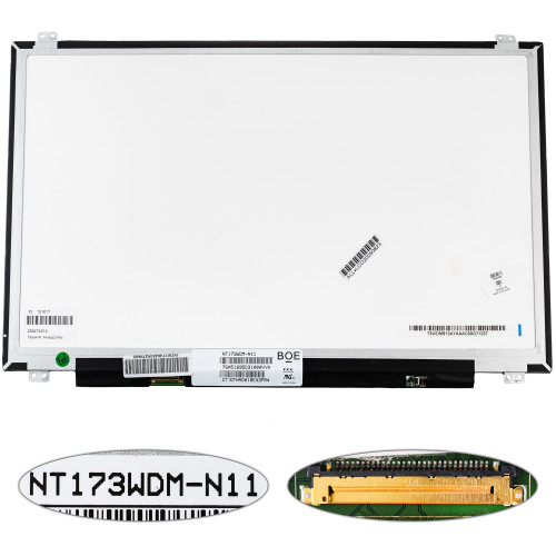 Матриця 17.3 NT173WDM-N11 (1600*900, 30pin(eDP), LED, SLIM(вертикальні вушки), глянець, роз'єм ліворуч знизу) для ноутбука (renew)