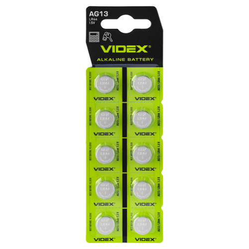 Батарейка для часов Videx AG13/LR44 BLISTER CARD 10 шт AG13/10B/1.5V