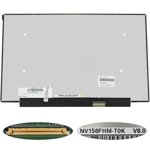 Матриця 15.6 NV156FHM-T0K touch (1920*1080, 40pin(eDP, IPS), LED, SLIM(без планок та вушок), матова, роз'єм праворуч знизу, дп=280мм) для ноутбука