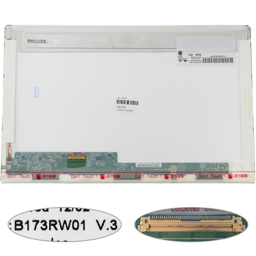 Матриця 17.3 B173RW01 V.3 (1600*900, 40pin, LED, NORMAL, глянцева, роз'єм ліворуч знизу) для ноутбука (renew)