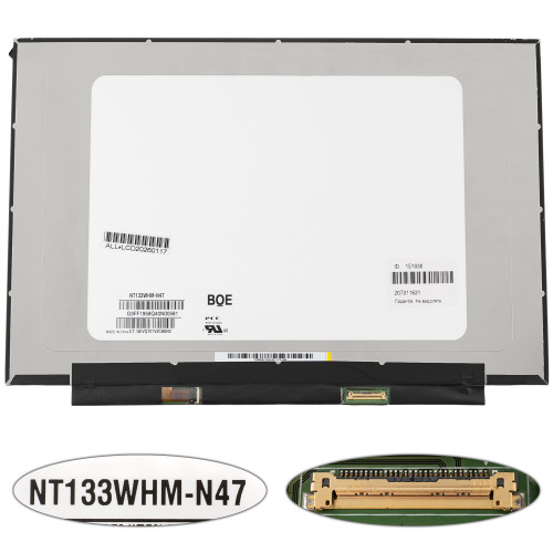 Матриця 13.3 NT133WHM-N47 (1366*768, 30pin(eDP), LED, SLIM(без планок та вушок), матова, роз'єм праворуч знизу) для ноутбука