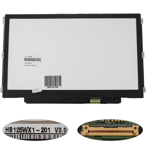 Матриця 12.5 HB125WX1-201 (1366*768, 30pin(eDP), LED, SLIM (горизонтальні вушки), матова, роз'єм праворуч знизу) для ноутбука (renew)
