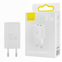 Зарядний пристрій Baseus Compact Charger 2U 10.5W EU White (2USB) (CCXJ010202)