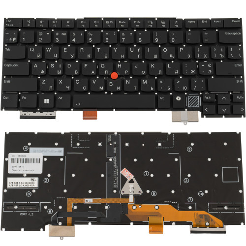 Клавіатура для ноутбука LENOVO (ThinkPad: X1 Carbon 13th Gen) ukr, black, без фрейма, підсвічування клавіш