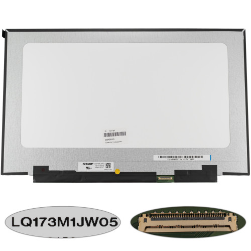 Матриця 17.3 LQ173M1JW05 (1920*1080, 40pin(eDP, IPS, 240HZ), LED, SLIM(без планок та вушок), матова, роз'єм праворуч знизу) для ноутбука