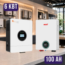 Комплект автономного енергоживлення: Felicity IVEM6048-II 48В 6 кВт+ MUST LP16-48100 51.2V 100Ah