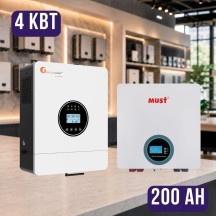 Комплект автономного енергоживлення: Felicity IVEM4024-II 24В 4 кВт+ MUST LP16-24200, 25.6V 200Ah