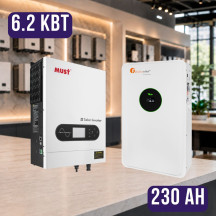 Комплект автономного энергопитания: MUST PV18-6248 ECO 6.2 кВт, 48V + Felicity FLA48230 51.2V 230Ah