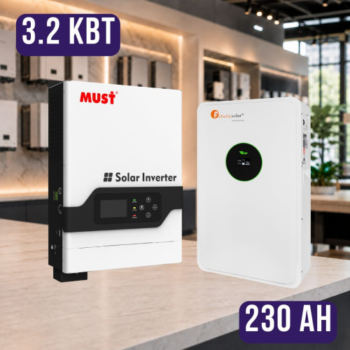 Комплект автономного енергоживлення: Must PV18-3224VPM II+ Felicity FLA24230 25.6V 230Ah
