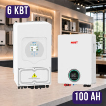 Комплект автономного енергоживлення: Deye SUN-6K-SG05LP1-EU 6кВт 1 фаза+ MUST LP16-48100 51.2V 100Ah