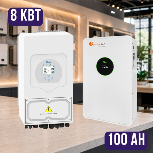 Комплект автономного енергоживлення: Deye SUN-8K-SG05LP1-EU-AM2-P 8 кВт 48 В+ Felicity FLA48100 51.2V 100Ah