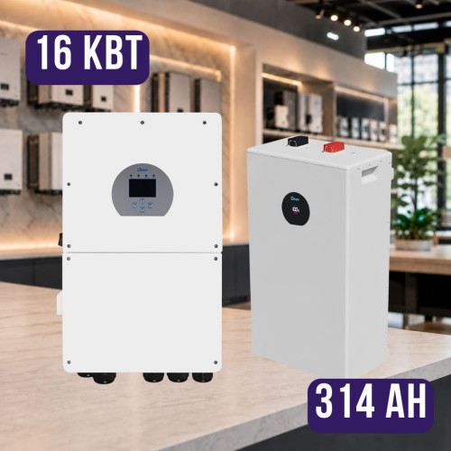 Комплект автономного енергоживлення: Deye SUN-16K-SG01LP1-EU-AM3-P WiFi 48 В 16 кВт+ Deye SE-F16-С 51.2V 314 Аh