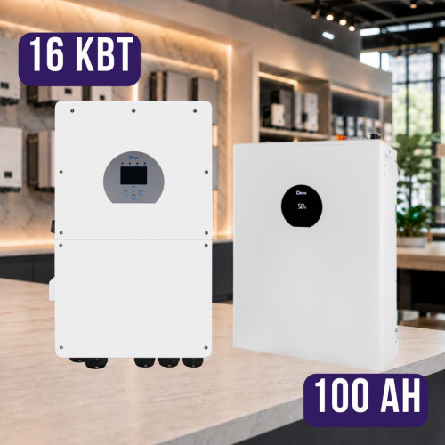 Комплект автономного енергоживлення: Deye SUN-16K-SG01LP1-EU-AM3-P WiFi 48 В 16 кВт+ DEYE SE-F5 Pro-C 51.2V 100 Аh