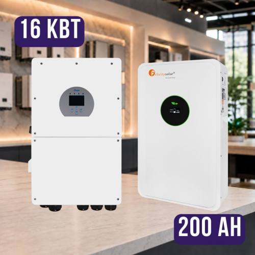 Комплект автономного енергоживлення: Deye SUN-16K-SG01LP1-EU-AM3-P WiFi 48 В 16 кВт+ Felicity FLA48200 51.2V 200Ah