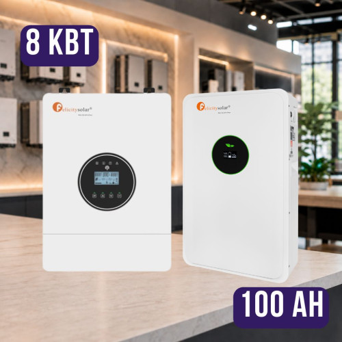 Комплект автономного енергоживлення: Felicity IVEM8048-II 8 кВт 48 В + Felicity FLA48100 51.2V 100Ah