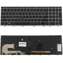 Клавиатура для ноутбука HP (EliteBook: 750 G5, 850 G5) ukr, black, silver frame, с джойстиком, подсветка клавиш