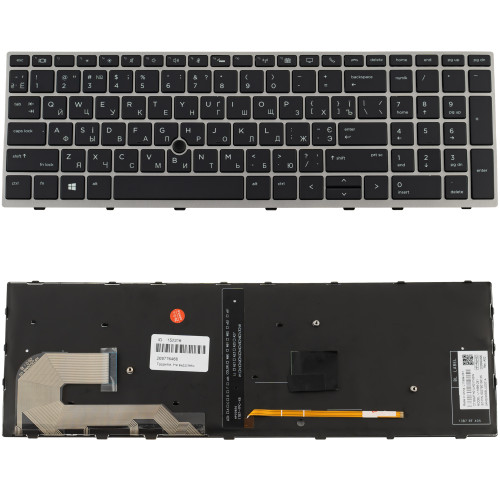 Клавиатура для ноутбука HP (EliteBook: 750 G5, 850 G5) ukr, black, silver frame, с джойстиком, подсветка клавиш