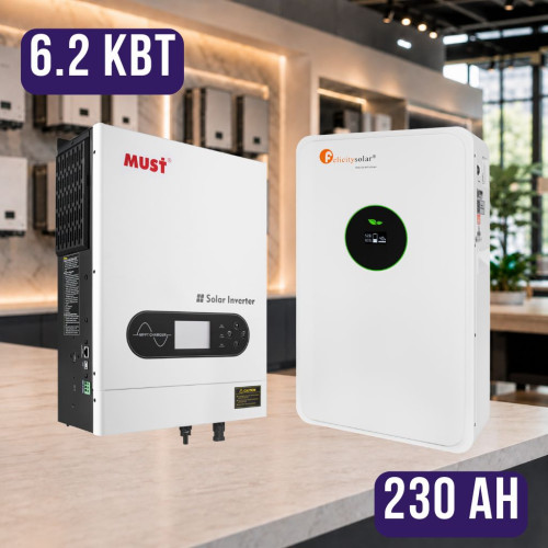 Комплект автономного энергопитания: MUST PV18-6248 ECO 6.2 кВт 48V + Felicity FLA48280 51.2V 230Ah