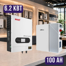 Комплект автономного энергопитания: MUST PV18-6248 ECO 6.2 кВт 48V + DAH Solar DHN-LVWES05-G1 100ah 51.2V