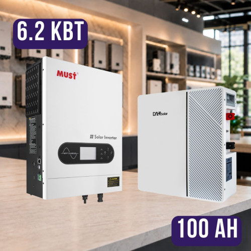 Комплект автономного энергопитания: MUST PV18-6248 ECO 6.2 кВт 48V + DAH Solar DHN-LVWES05-G1 100ah 51.2V