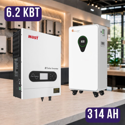 Комплект автономного энергопитания: MUST PV18-6248 ECO 6.2 кВт 48VW + Felicity FLA48314-EU 51.2V 314Ah 16kWh