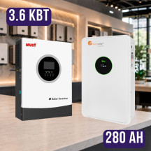 Комплект автономного енергоживлення:  MUST PV18-3624PREM 3.6 кВт 24 В, Wi-Fi + Felicity FLA24280 25.6V 280Ah