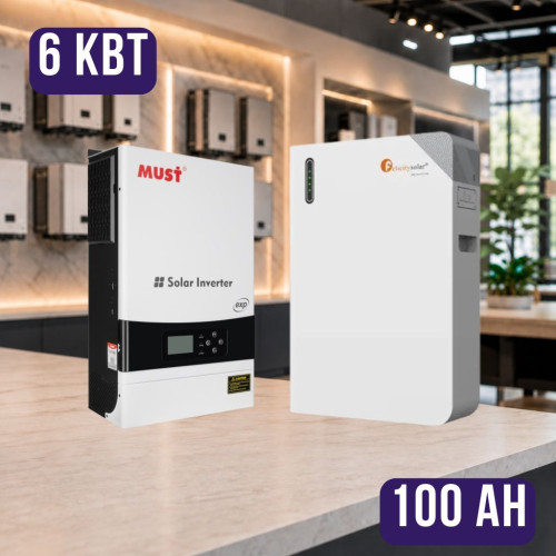 Комплект автономного энергопитания: MUST PV19-6048EXP 48V 6 kW + Felicity FLB48100WG1-H 51.2V 100Ah, с подогревом