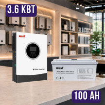 Комплект автономного енергоживлення: MUST PV18-3624PREM 3.6 кВт 24 В, Wi-Fi + MUST LP15-24100 25.6V 100Ah LiFePO4