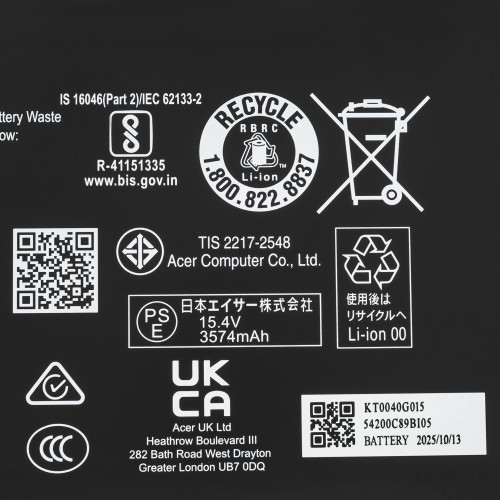 Сервісний оригінал - батарея для ноутбуку Acer AP21D8M (AN515-54, AN517-51) 15.4 3733mAh 58Wh Black (KT.0040G.015)