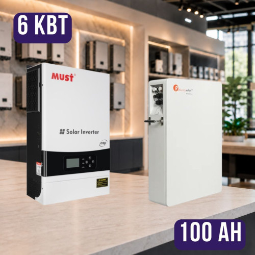 Комплект автономного енергоживлення: MUST PV19-6048EXP 48V 6 kW + Felicity LPBA48100-OL 51.2V 100Ah