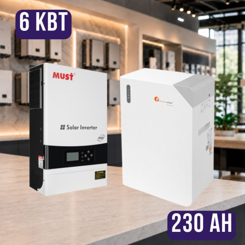 Комплект автономного енергоживлення: Must PV19-6048EXP 6 кВт 48 В + Felicity FLB48230WG1-H 51.2V 230Ah, з підігрівом
