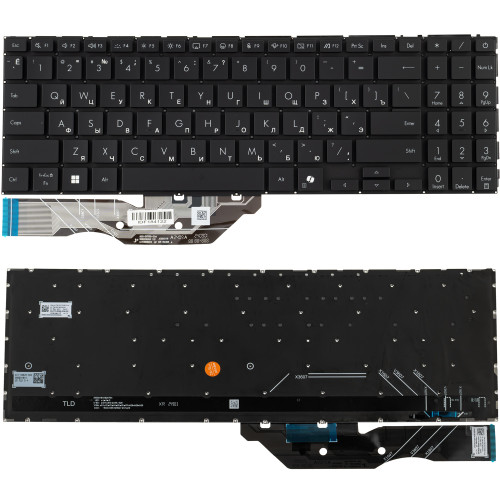 Клавіатура для ноутбука ASUS (X1607 series) rus, black, без фрейму, підсвічування клавіш